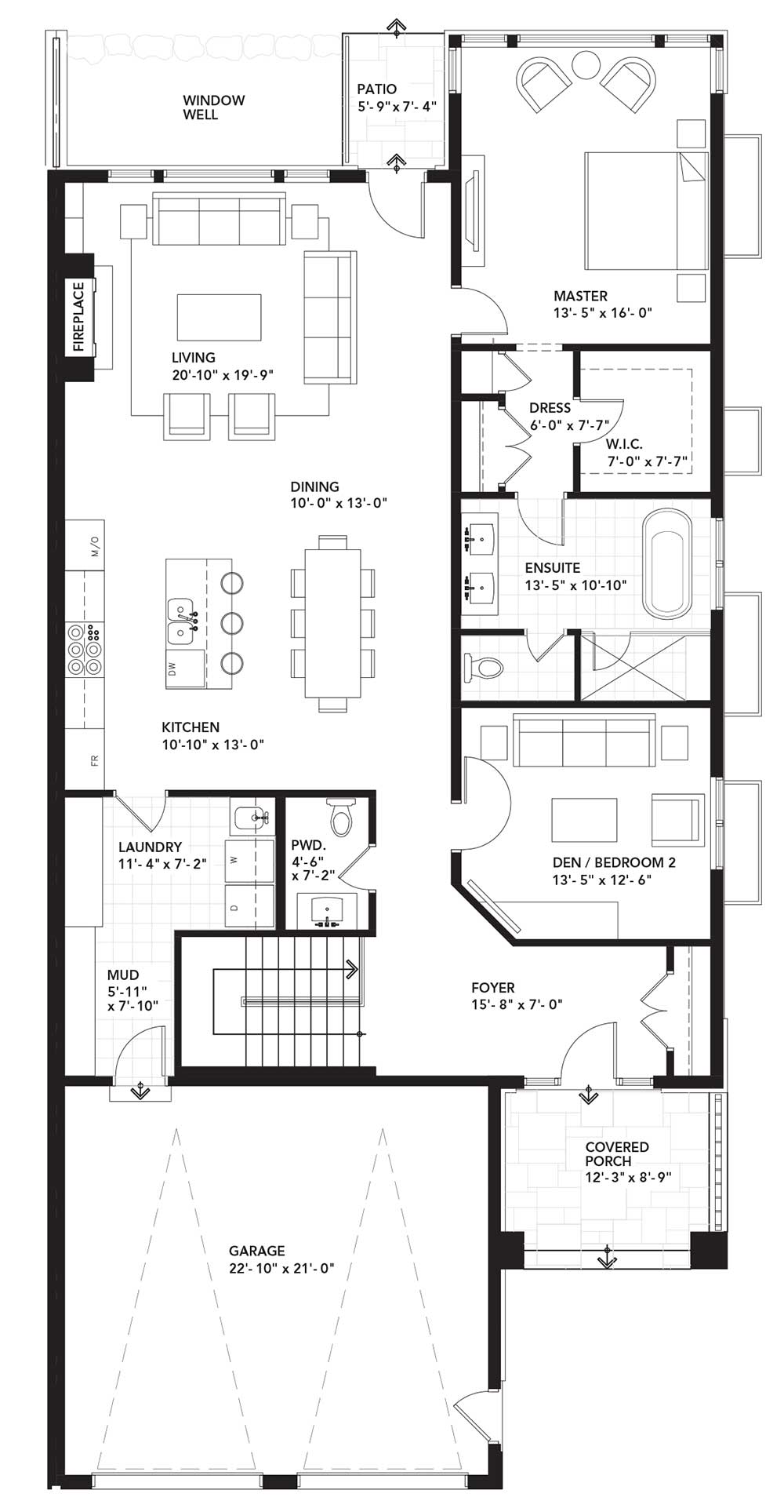 Main Floor Plan - Two Bedroom - Right Unit