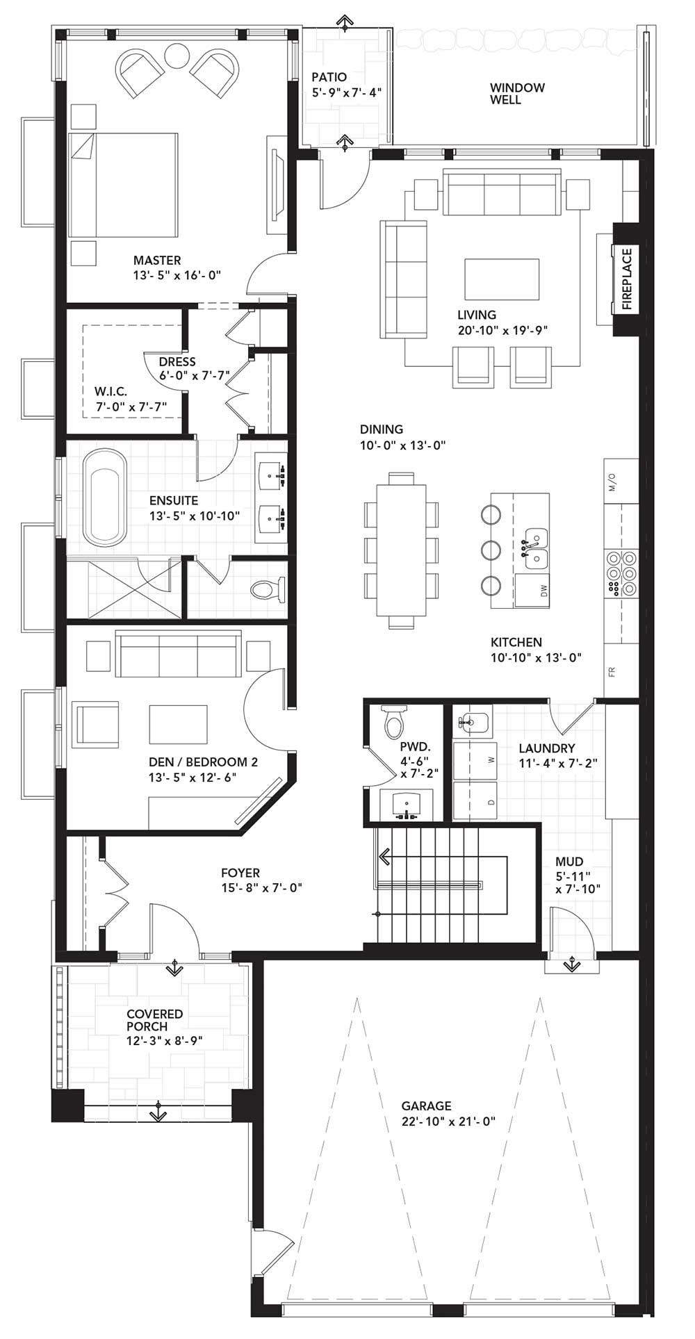 Main Floor Plan - Two Bedroom - Left Unit